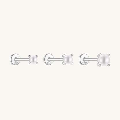 Gold-plated 925 sterling silver Pearl Flatback Earring Silver