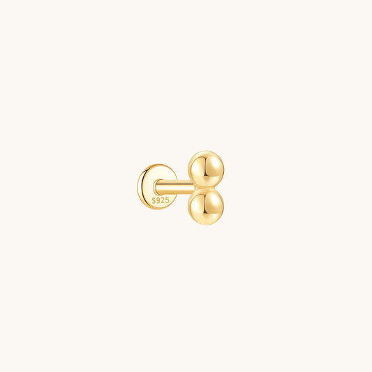 Gold-plated 925 sterling silver Double Ball Flatback Earring Gold