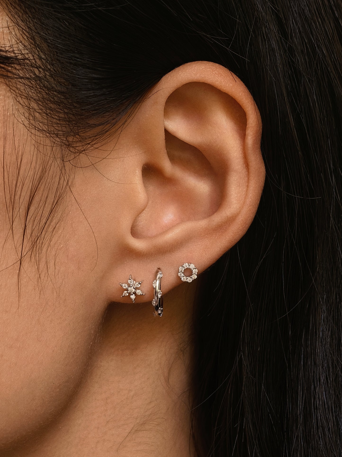 Gold-plated 925 sterling silver Icy Bloom Flatback Earring