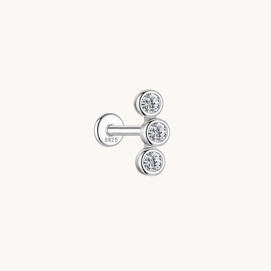 Gold-plated 925 sterling silver Moisasanite Bezel Curve Flatback Earring 8mm