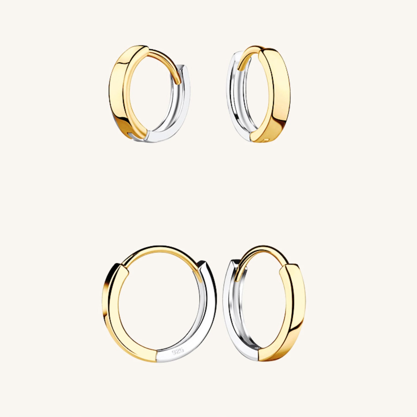 Dual-Tone Gold Silver Hoops
