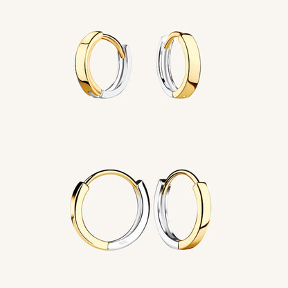 Dual-Tone Gold Silver Hoops