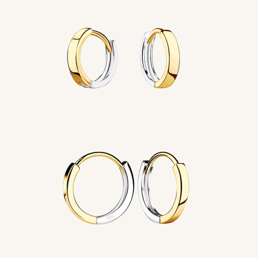 Dual-Tone Gold Silver Hoops