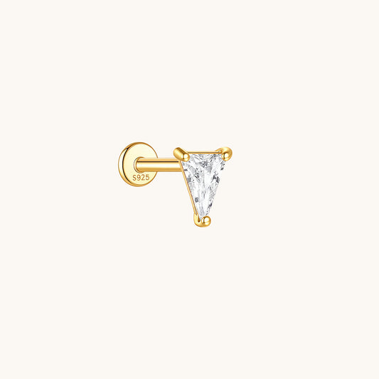 Gold-plated 925 sterling silver Trinity Edge CZ Flatback Earring Gold