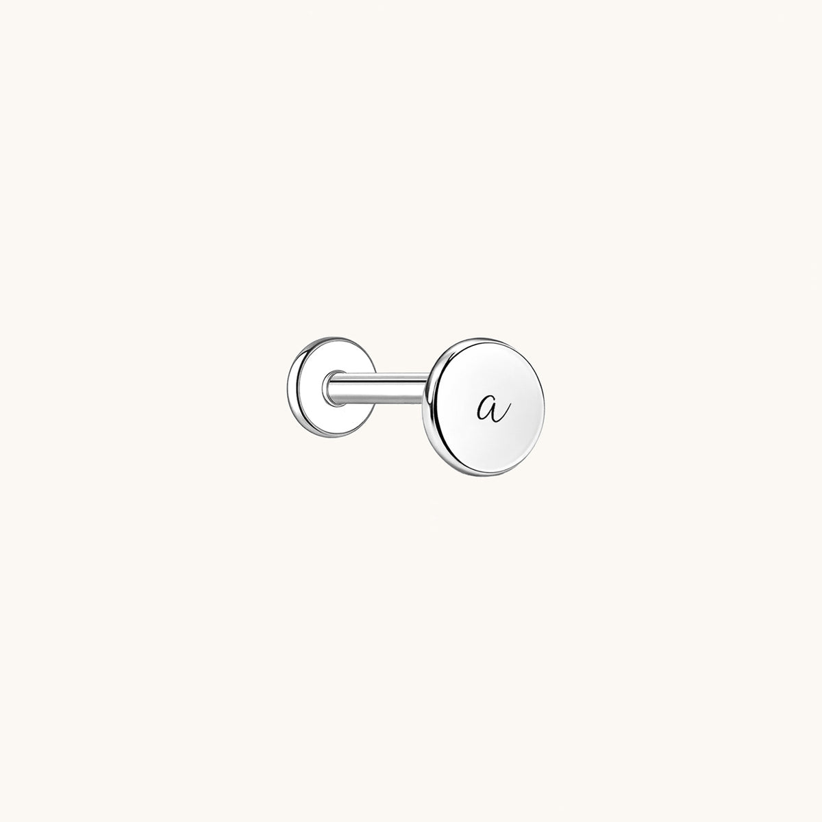 Gold-plated 925 sterling silver Customised Silver Round Flatback Earring Silver