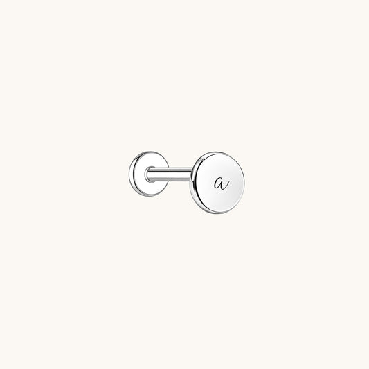 Gold-plated 925 sterling silver Customised Silver Round Flatback Earring Silver