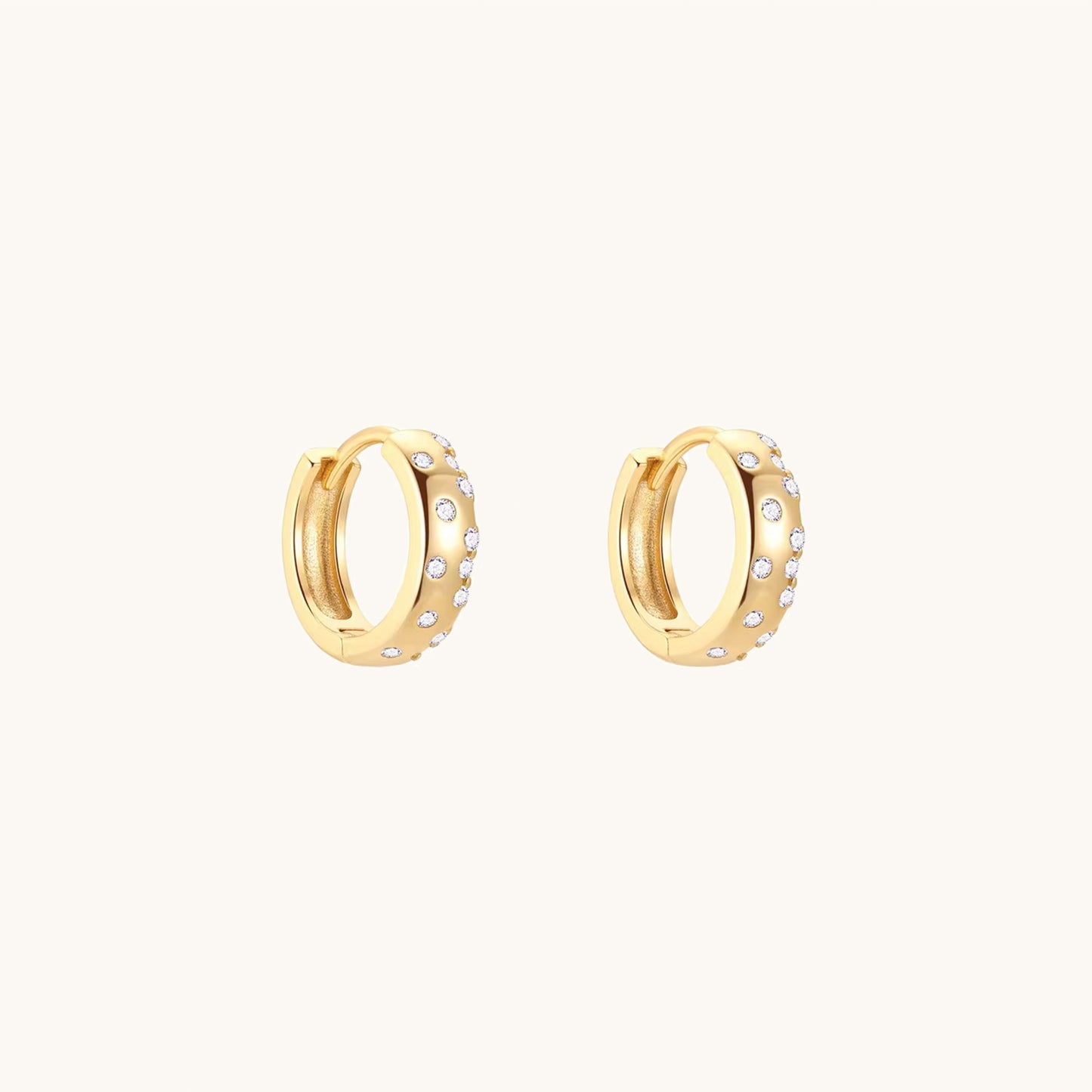 Gold-plated 925 sterling silver CZ Polka Dot Hoop Earrings