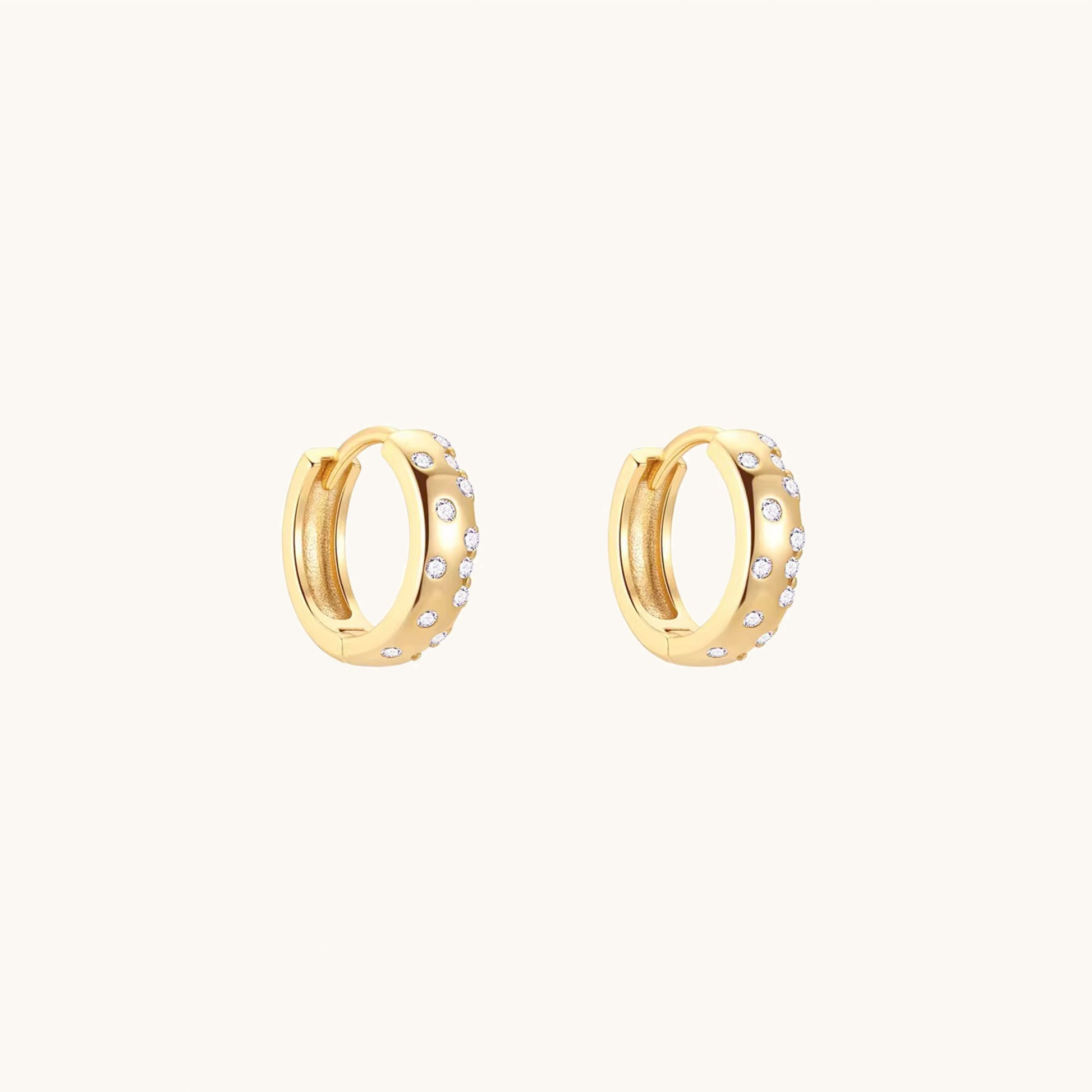 Gold-plated 925 sterling silver CZ Polka Dot Hoop Earrings