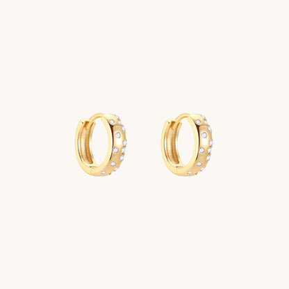 Gold-plated 925 sterling silver CZ Polka Dot Hoop Earrings