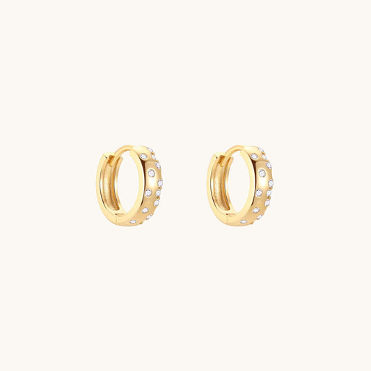 Gold-plated 925 sterling silver CZ Polka Dot Hoop Earrings