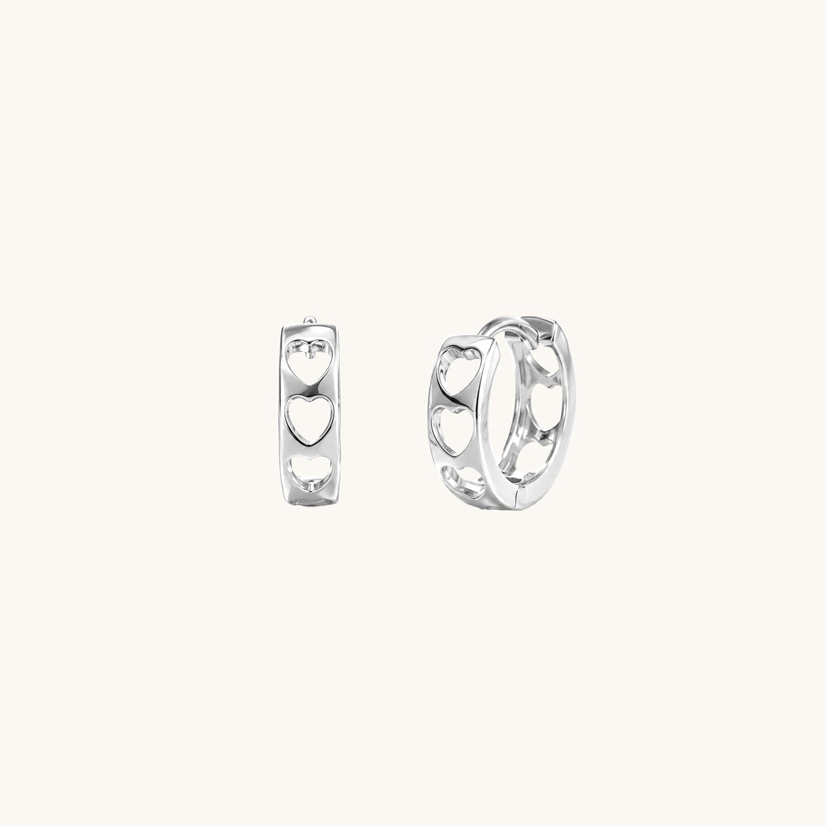 Gold-plated 925 sterling silver Airy Love Huggie Hoops Silver
