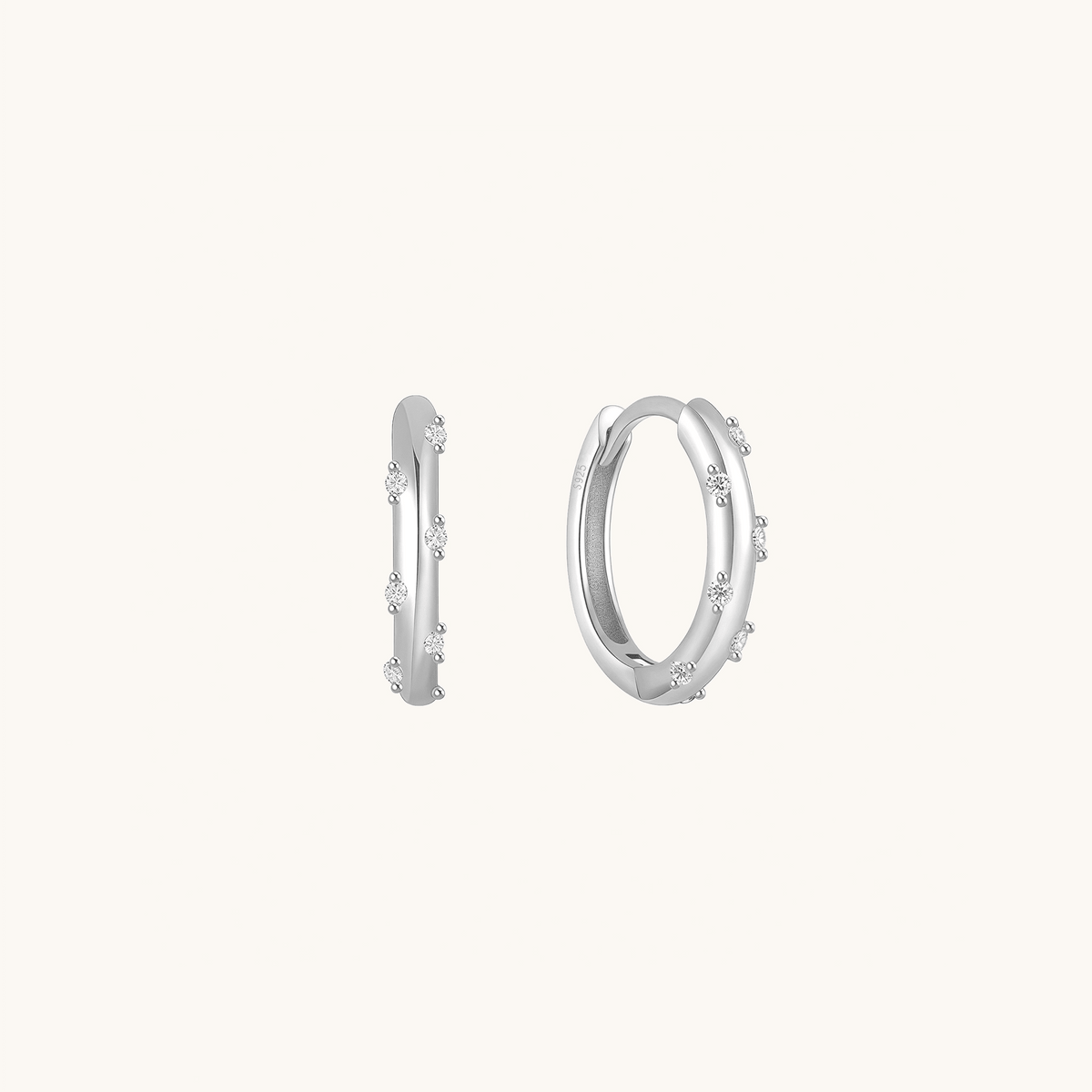 Gold-plated 925 sterling silver Aurora Dot Hoop Earrings Silver