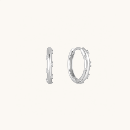 Gold-plated 925 sterling silver Aurora Dot Hoop Earrings Silver