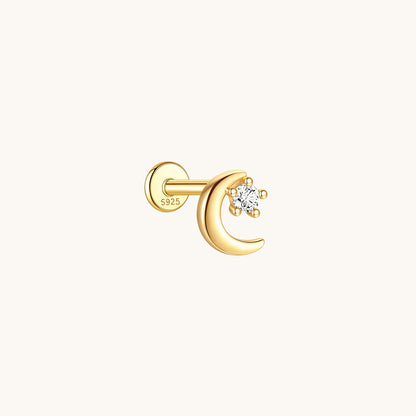 Gold-plated 925 sterling silver Moonlit CZ Flatback Earring Gold