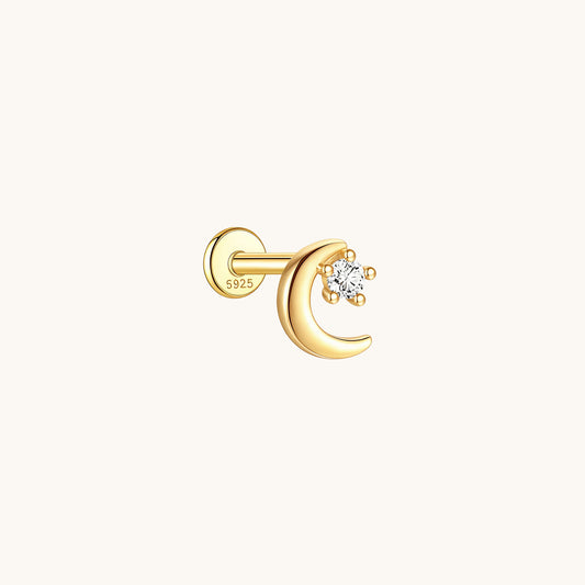 Gold-plated 925 sterling silver Moonlit CZ Flatback Earring Gold