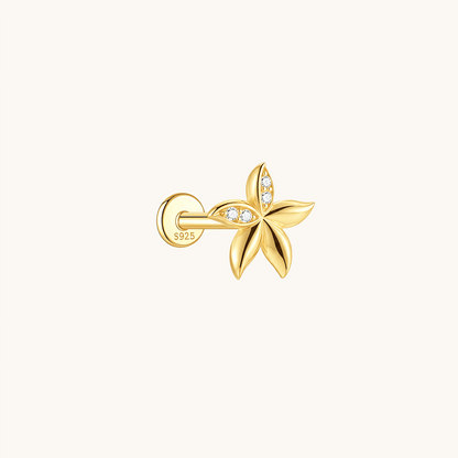 Gold-plated 925 sterling silver Bauhinia Blossom Flatback Earring Gold