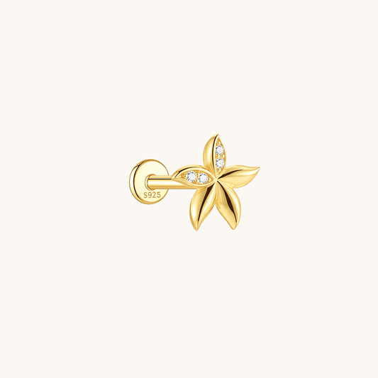 Gold-plated 925 sterling silver Bauhinia Blossom Flatback Earring Gold