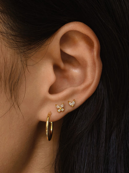 Gold-plated 925 sterling silver Butterfly Flatback Earring