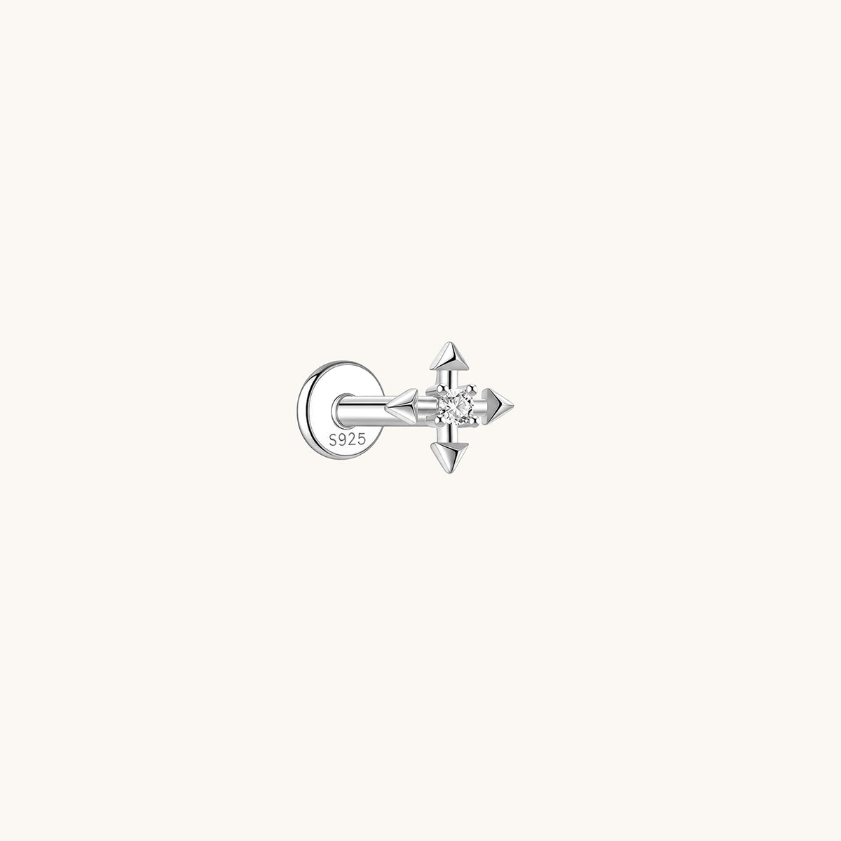 Punk Cross CZ Flatback Earring - A Pierce of Life