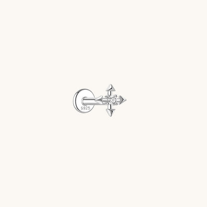Punk Cross CZ Flatback Earring - A Pierce of Life