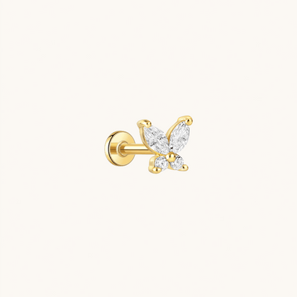 Gold-plated 925 sterling silver Butterfly Flatback Earring Gold