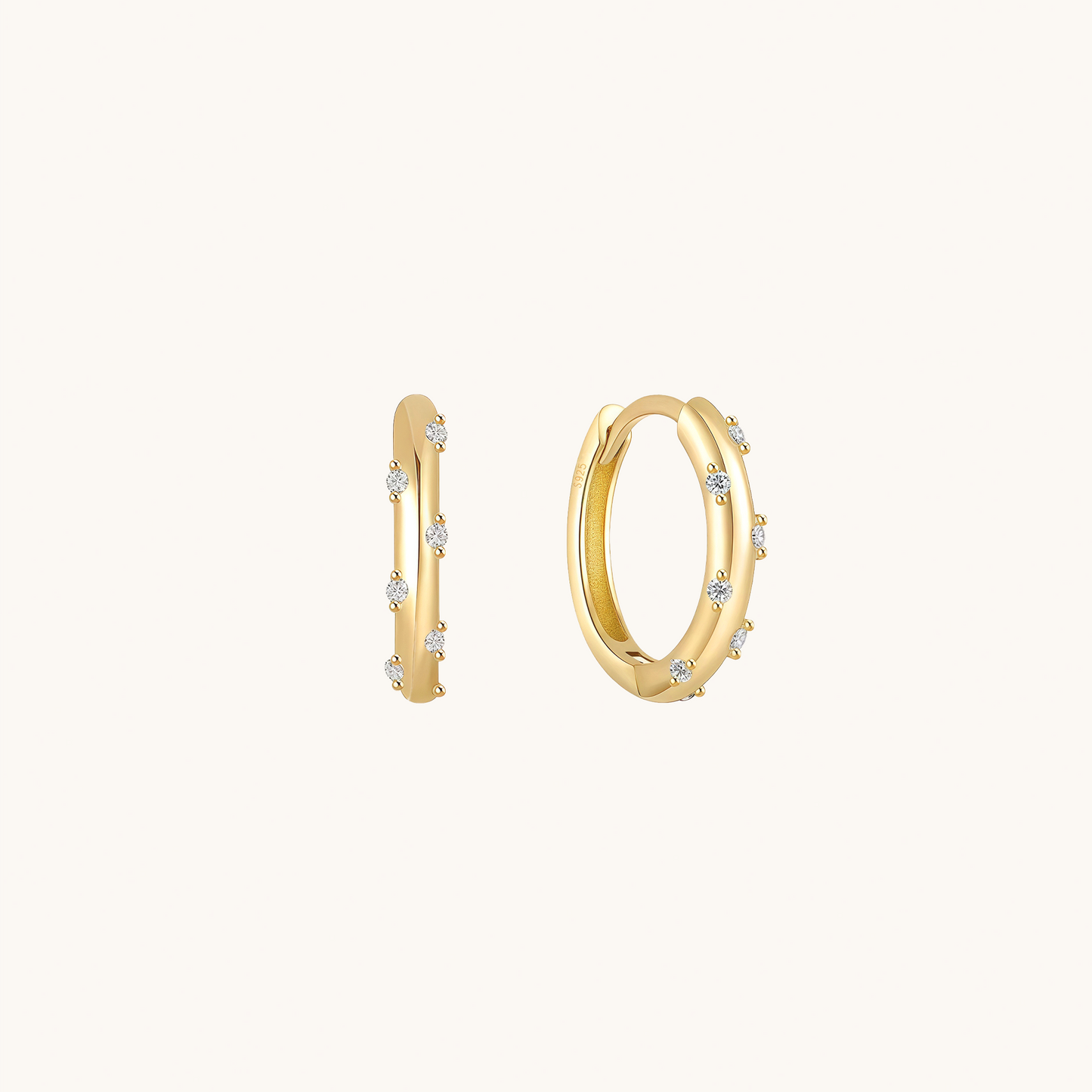 Gold-plated 925 sterling silver Aurora Dot Hoop Earrings Gold