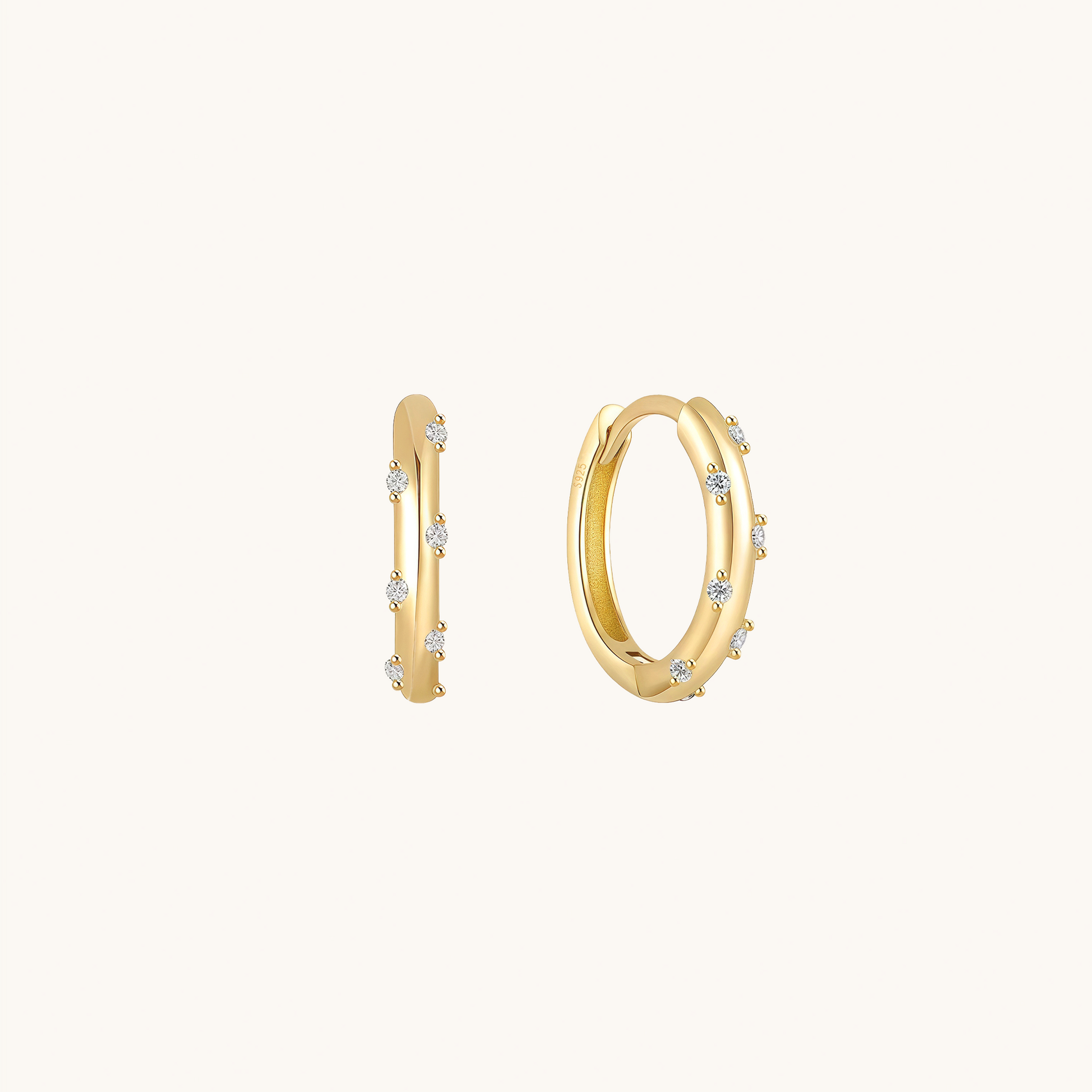 Gold-plated 925 sterling silver Aurora Dot Hoop Earrings Gold
