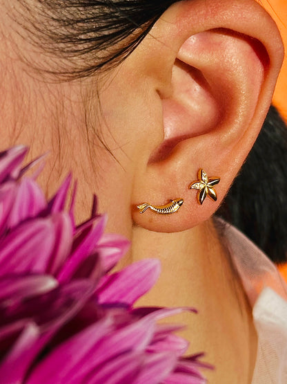 Gold-plated 925 sterling silver Bauhinia Blossom Flatback Earring