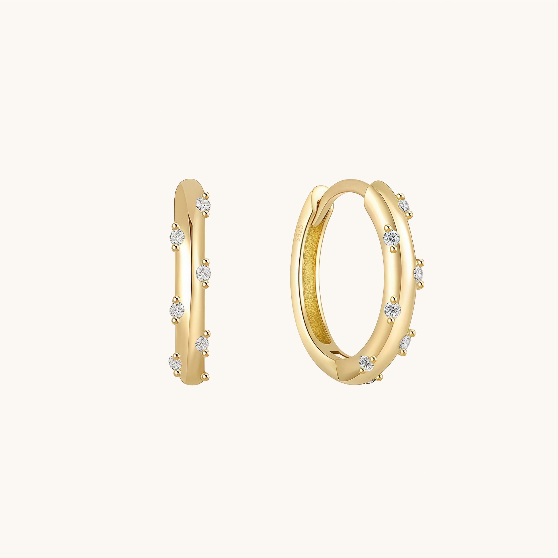 Gold-plated 925 sterling silver Aurora Dot Hoop Earrings Gold