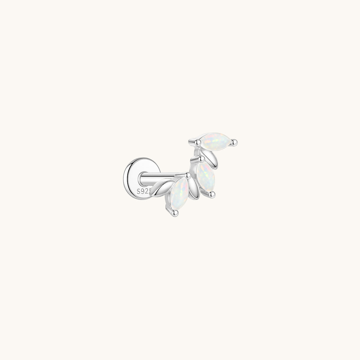 Gold-plated 925 sterling silver Opal Laurel Flatback Earring Silver