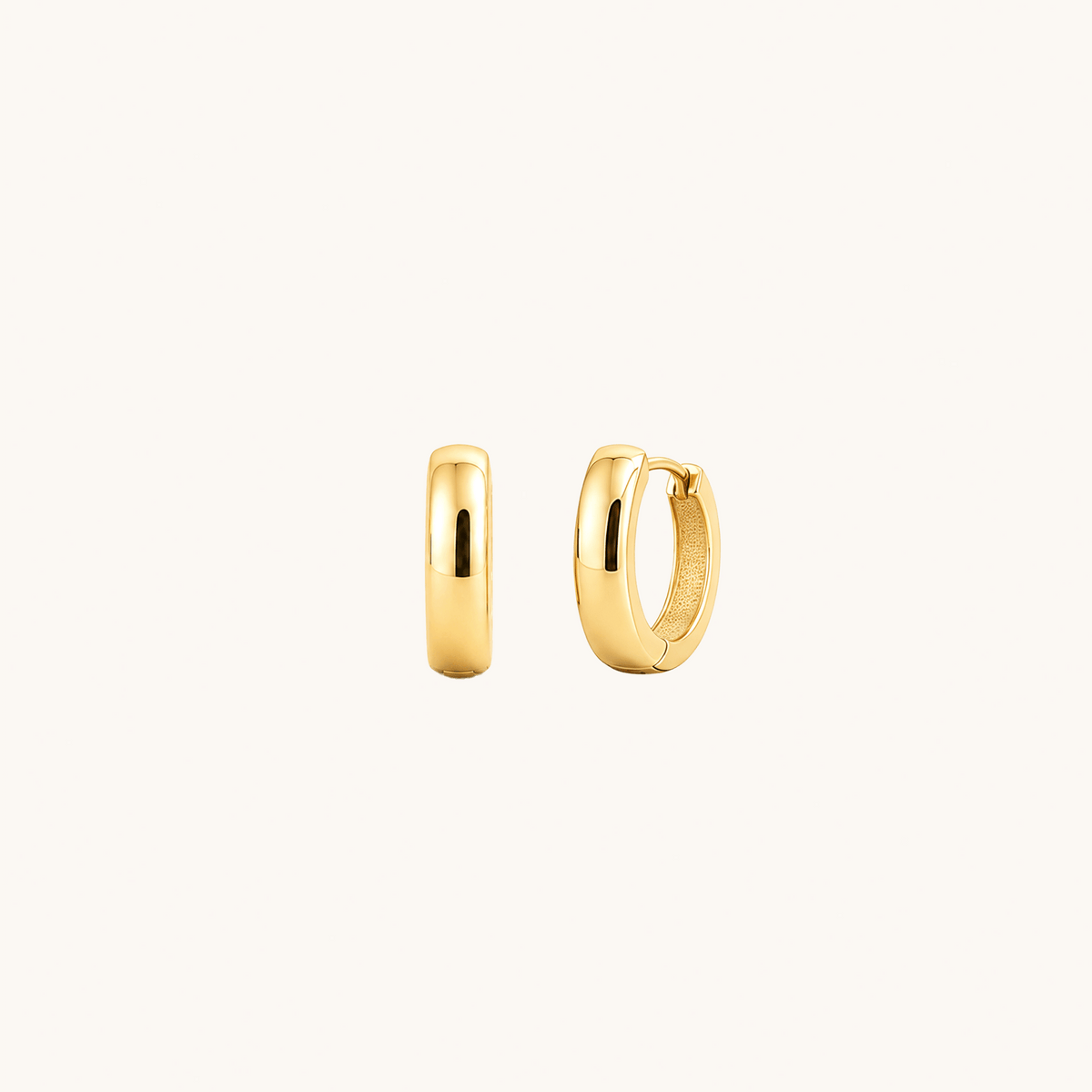 Gold-plated 925 sterling silver Chunky Dome Hoop Earrings Gold 7mm