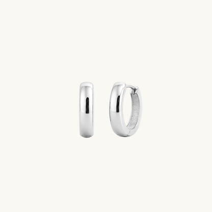 Gold-plated 925 sterling silver Chunky Dome Hoop Earrings Silver 9mm