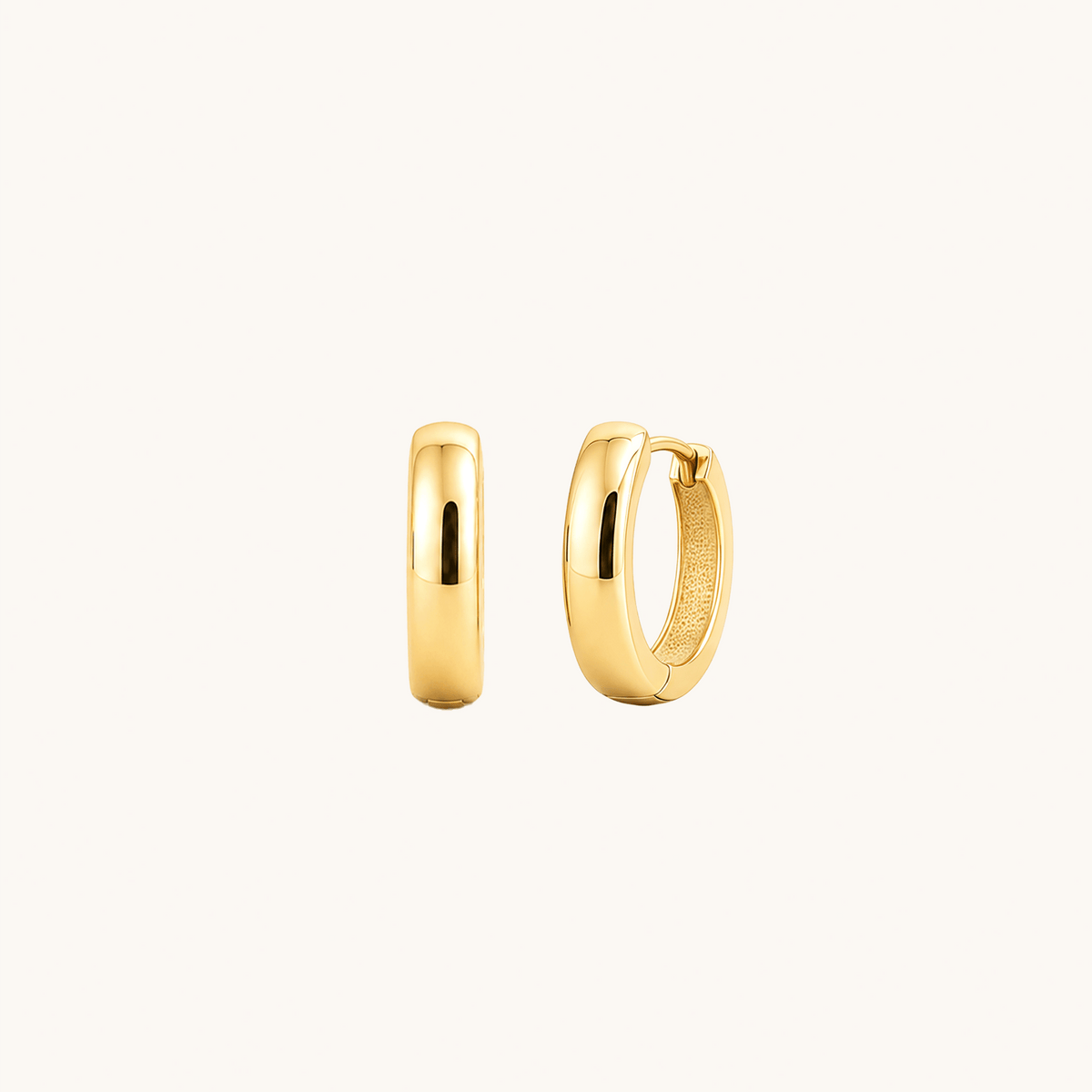 Gold-plated 925 sterling silver Chunky Dome Hoop Earrings Gold 9mm