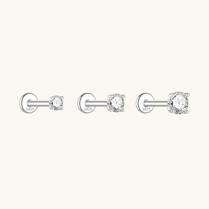 Gold-plated 925 sterling silver Classic 4-Prong Moissanite Flatback Earring Silver