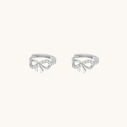 Gold-plated 925 sterling silver Classic Bow Clicker Hoop Silver Pair