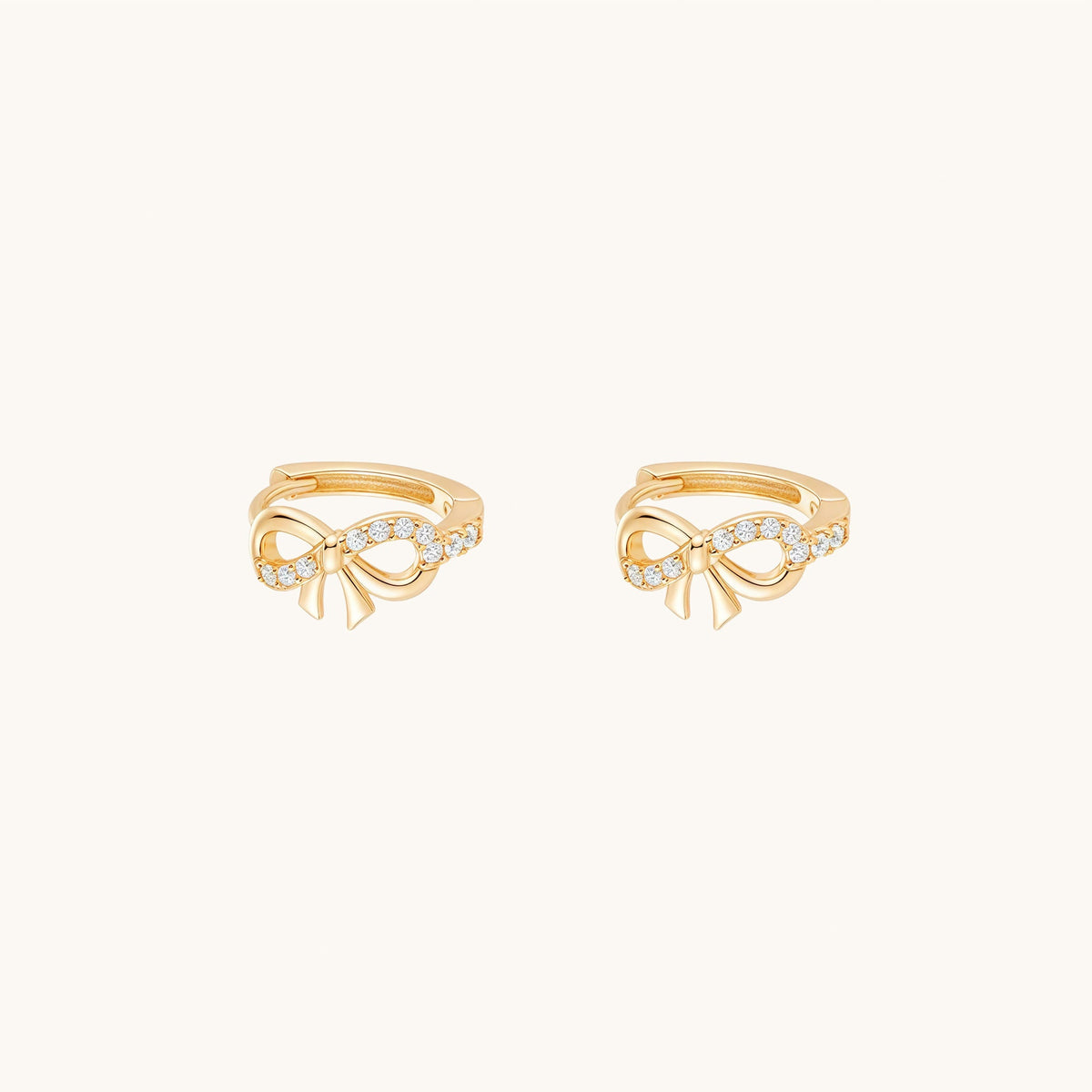 Gold-plated 925 sterling silver Classic Bow Clicker Hoop Gold Pair