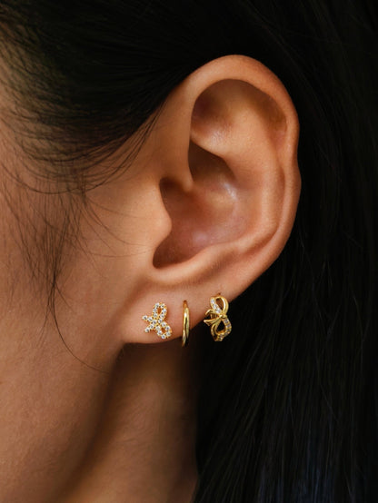 Gold-plated 925 sterling silver Classic Bow Clicker Hoop