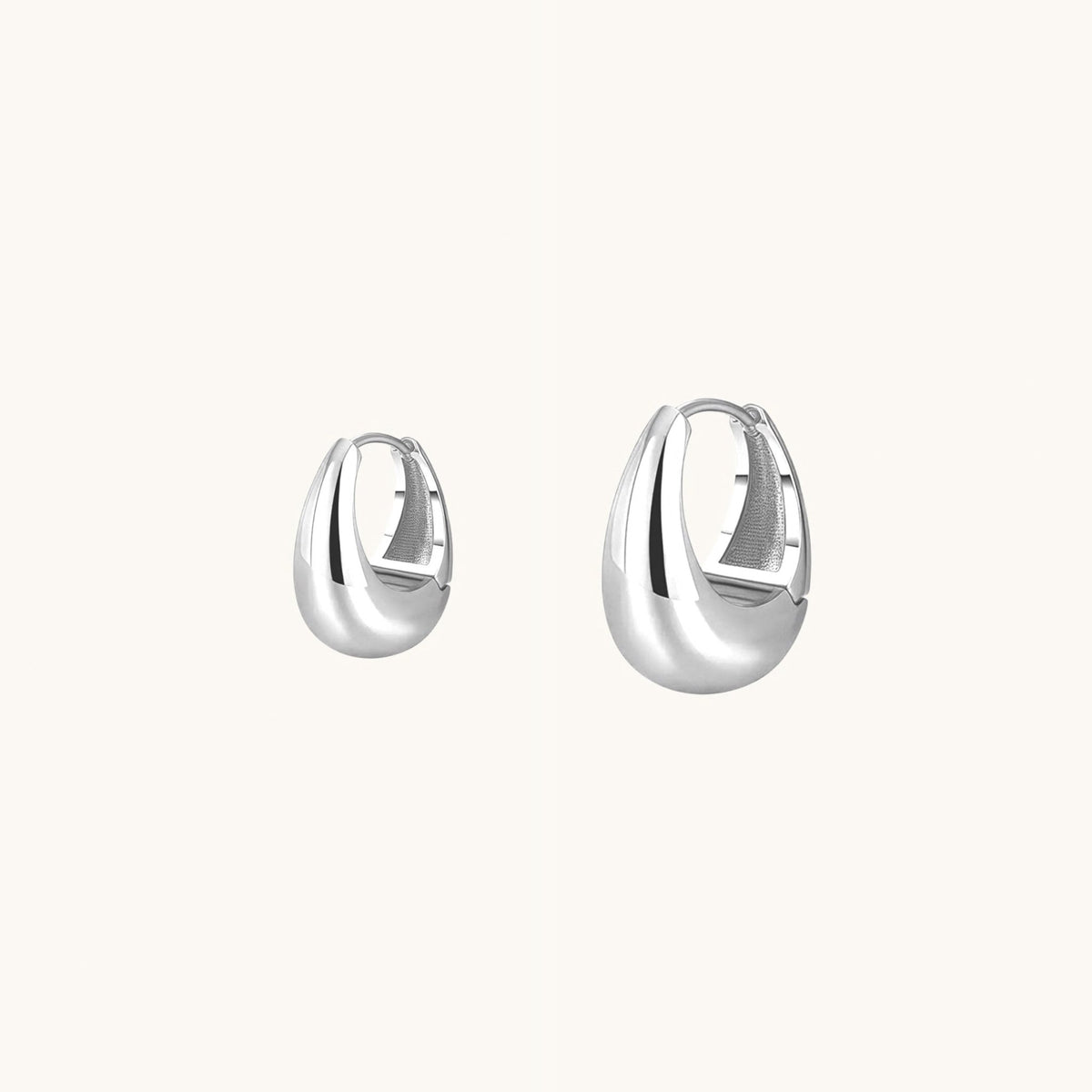 Gold-plated 925 sterling silver Contour Arc Hoop Earrings Silver