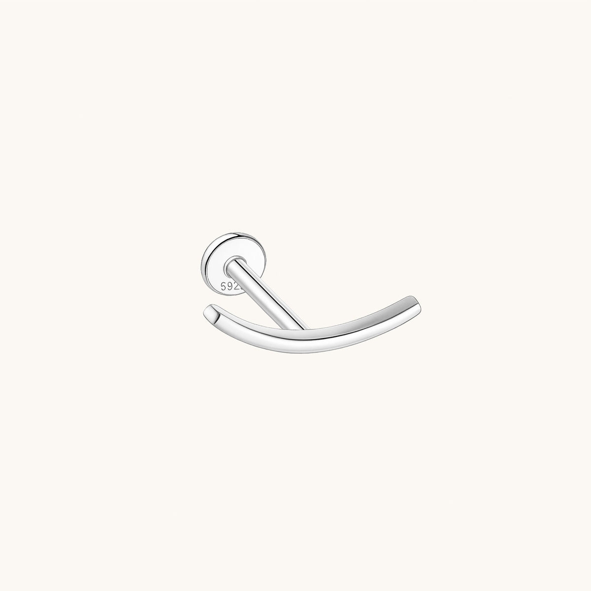 Gold-plated 925 sterling silver Crescent Bar Flatback Earring Silver