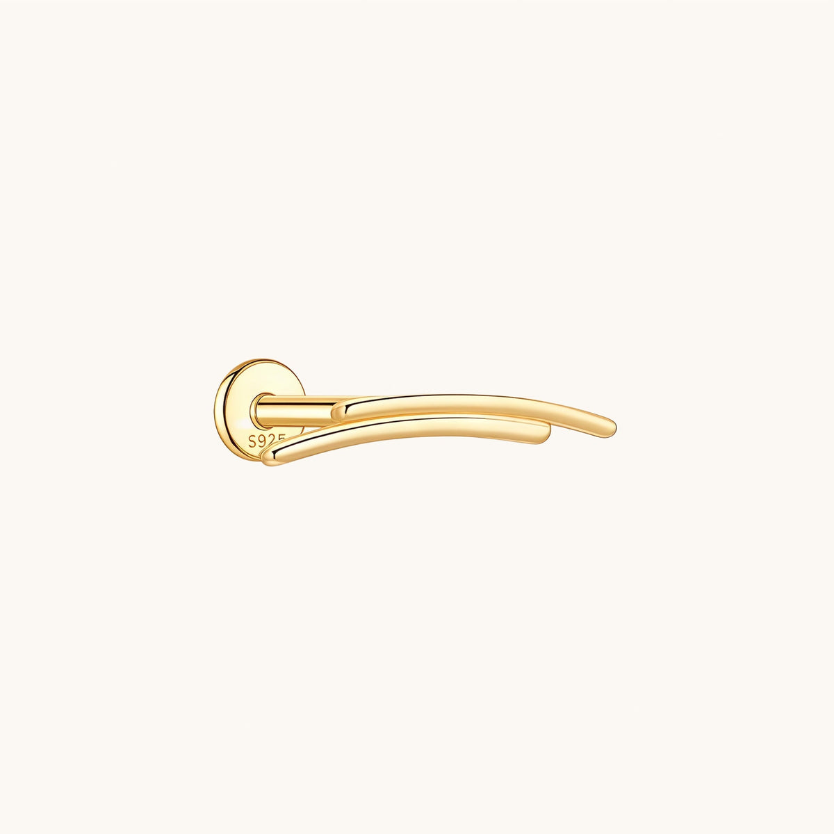 Gold-plated 925 sterling silver Crescent Duo Bar Flatback Earring Gold