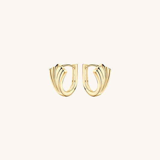 Gold-plated 925 sterling silver Crescent Fan Hoop Earrings Gold