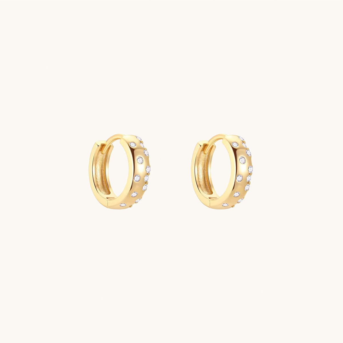 Gold-plated 925 sterling silver CZ Polka Dot Hoop Earrings