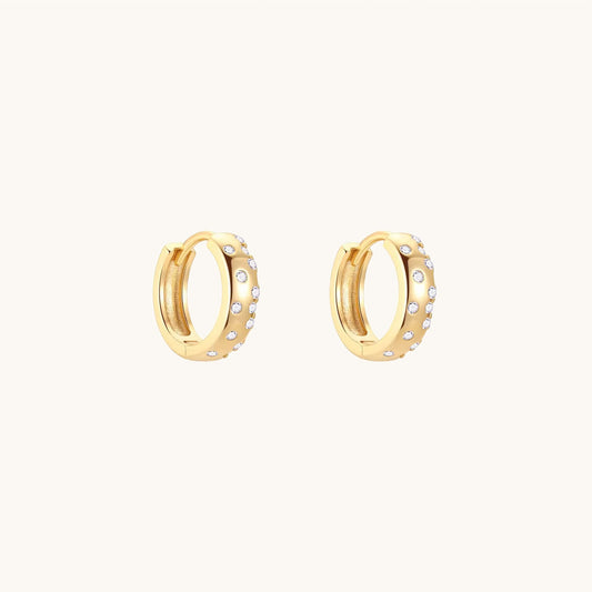 Gold-plated 925 sterling silver CZ Polka Dot Hoop Earrings