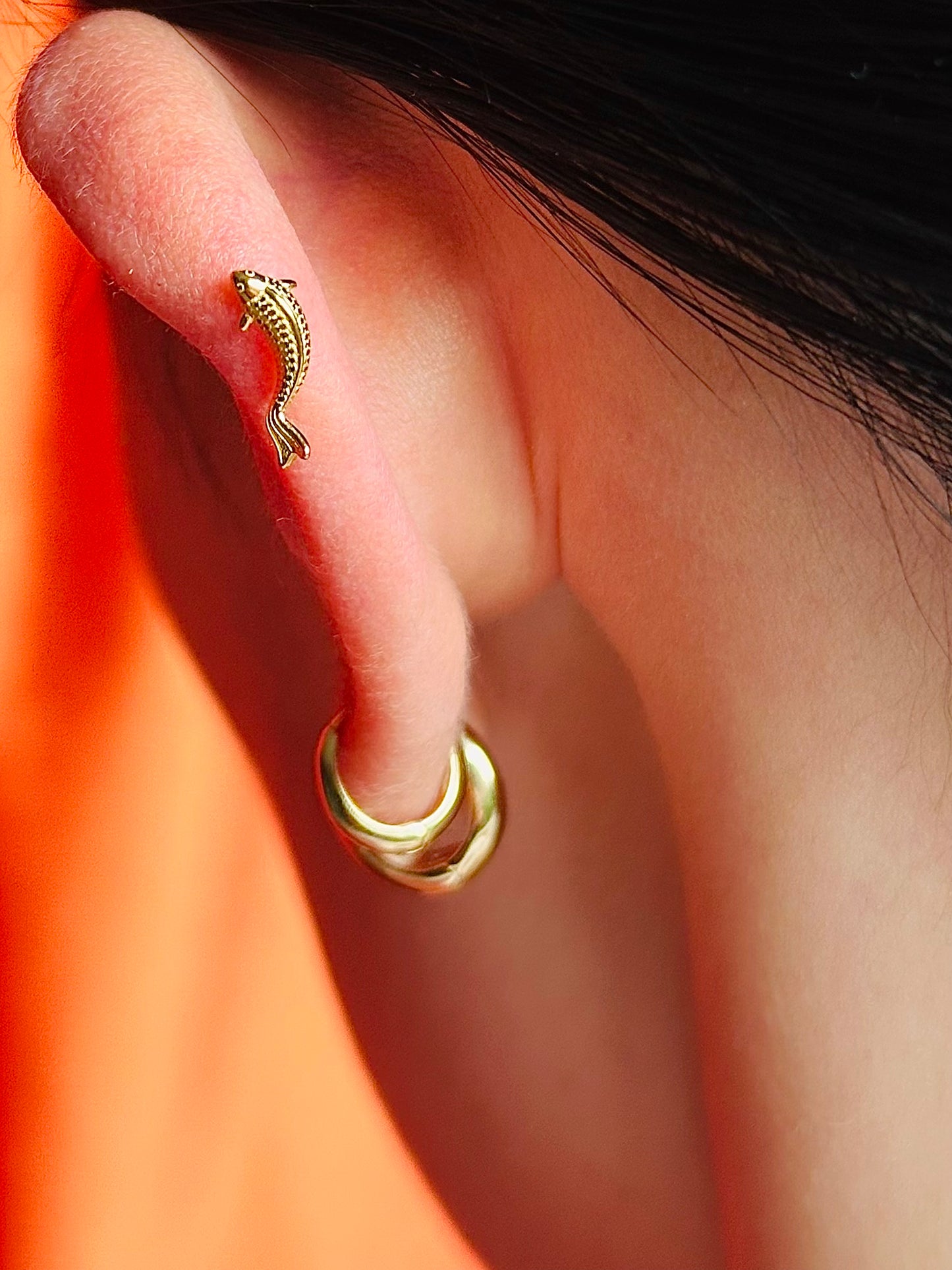 Gold-plated 925 sterling silver Koi Spectrum Flatback Earring