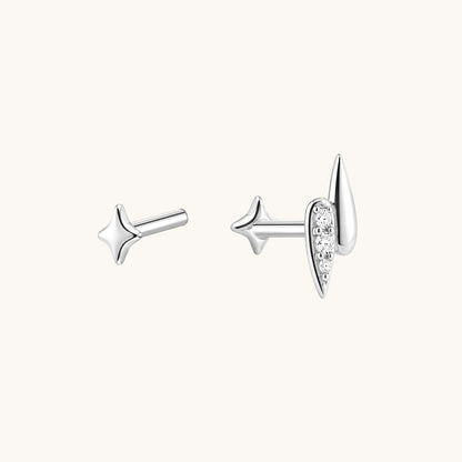 Gold-plated 925 sterling silver Thunder & Star Flatback Earring Silver