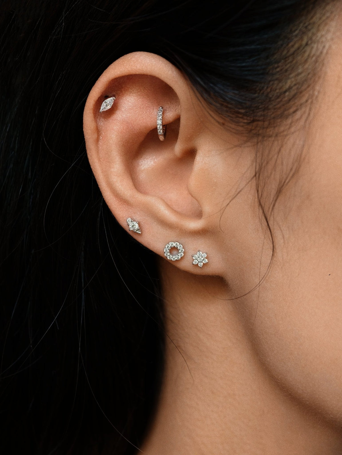 Gold-plated 925 sterling silver Daisy Cluster Flatback Earring