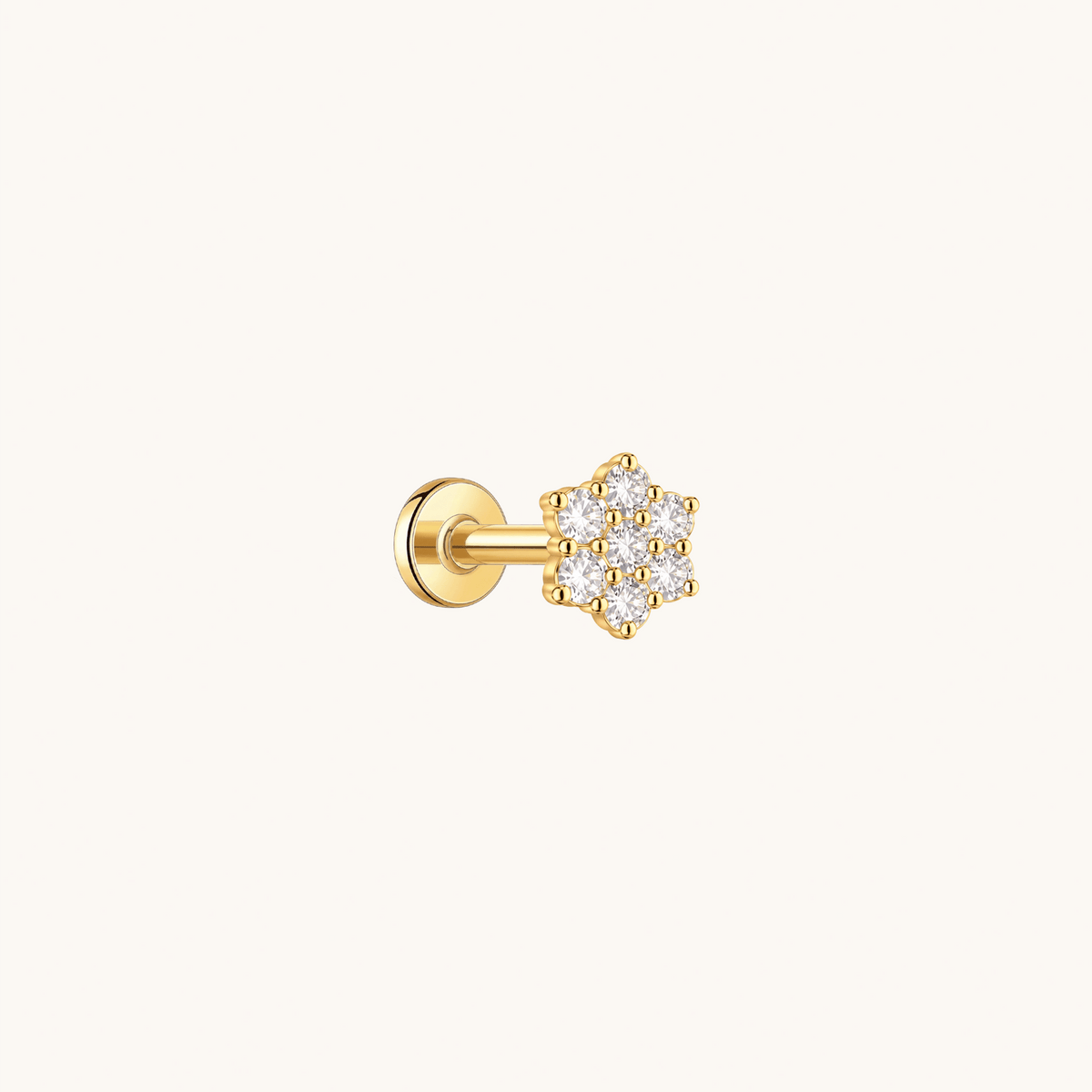 Gold-plated 925 sterling silver Daisy Cluster Flatback Earring