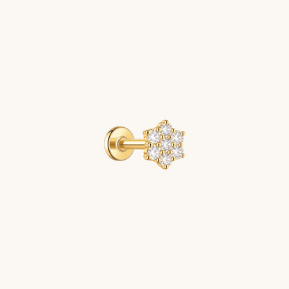 Gold-plated 925 sterling silver Daisy Cluster Flatback Earring