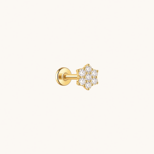 Gold-plated 925 sterling silver Daisy Cluster Flatback Earring