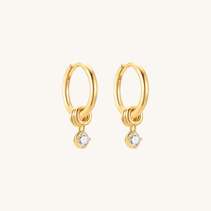 Gold-plated 925 sterling silver Dangle CZ Hoop Earrings